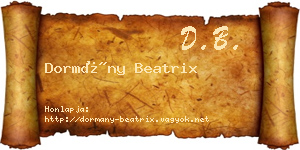 Dormány Beatrix névjegykártya