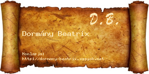Dormány Beatrix névjegykártya